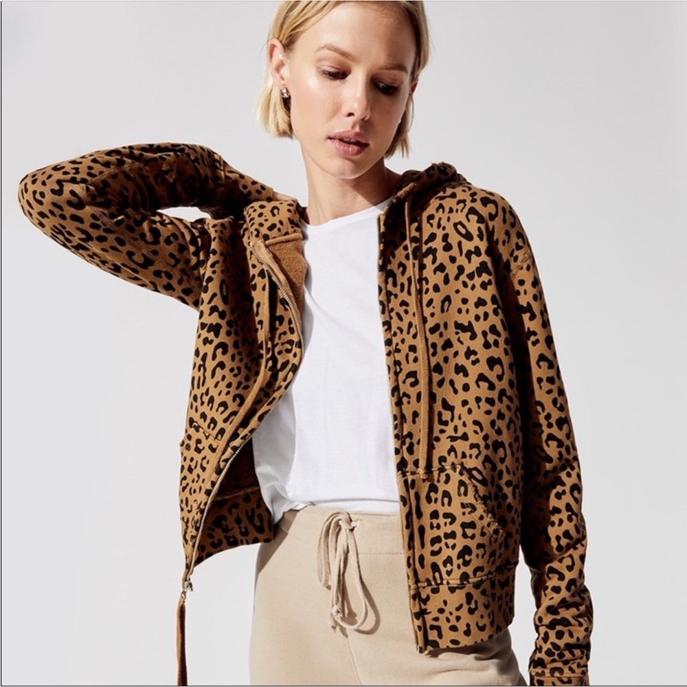 Nili Lotan Callie Jacket Brown Leopard Animal Print Hooded Zip Up NWT SZ XS
